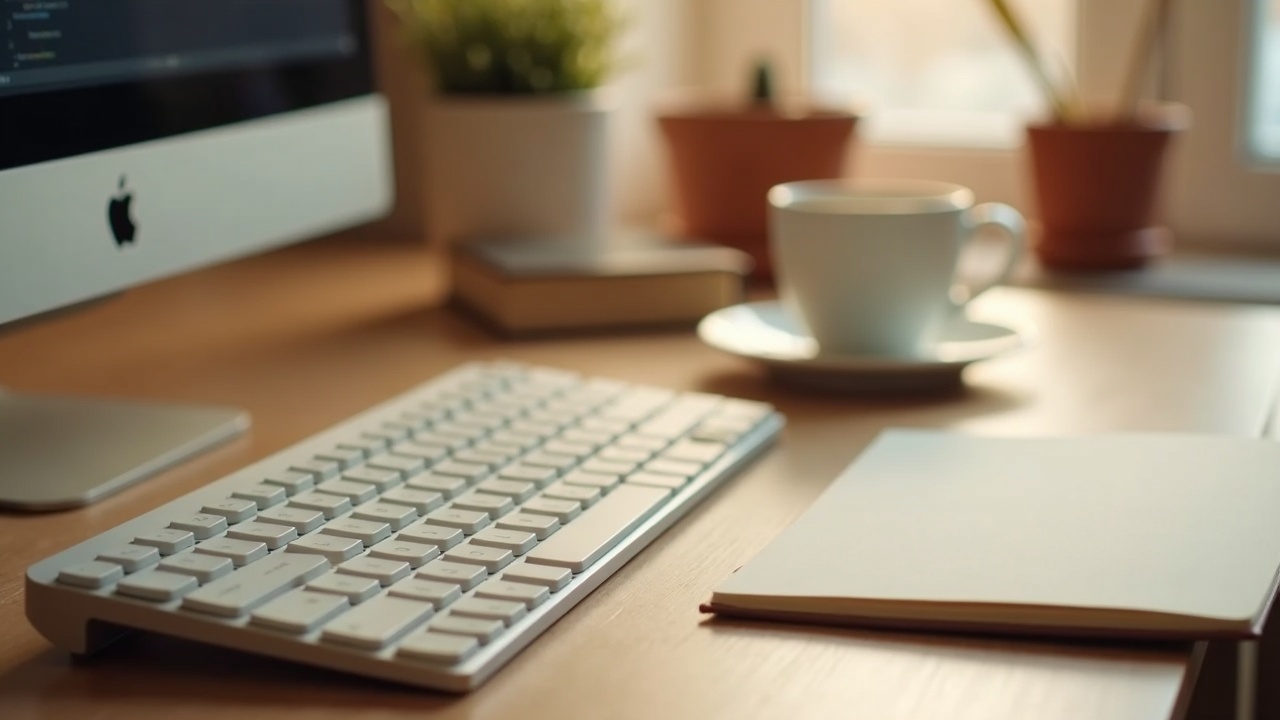 Keyboard and notebook on a wooden table, the code phase